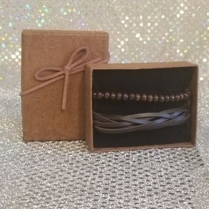 Wood and Leather Bracelet Set
